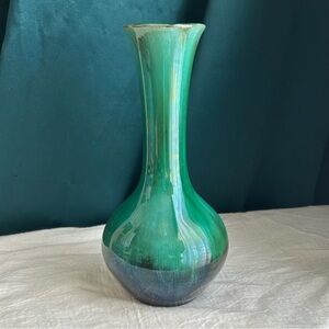 Blue Mountain Pottery Mid Century Green Drip Glaze Red Clay Bud Vase